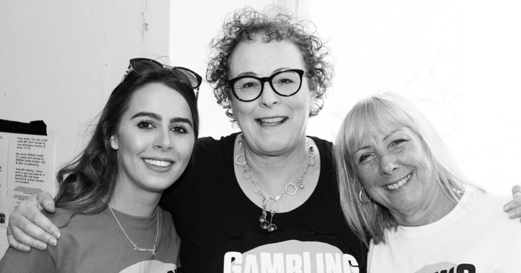 Liz Ritchie with Fran Green, Chris Bruney's former partner, and Judith, his mum.